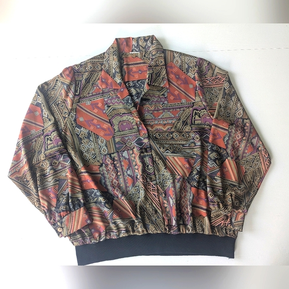 Vintage Abstract Pattern Blouse - Picture 1 of 8